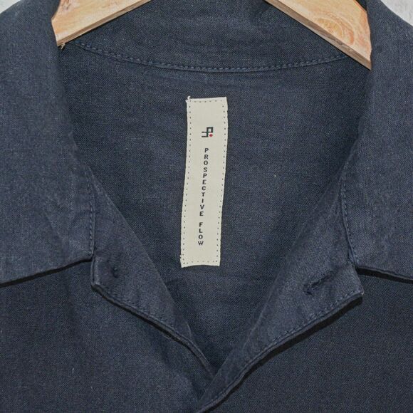 Prospective Flow Tai Thistle oversized hemp cotton shirt Navy blue size Small - Picture 3 of 7